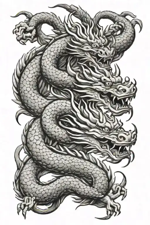 2 Chinese Dragons Intertwined