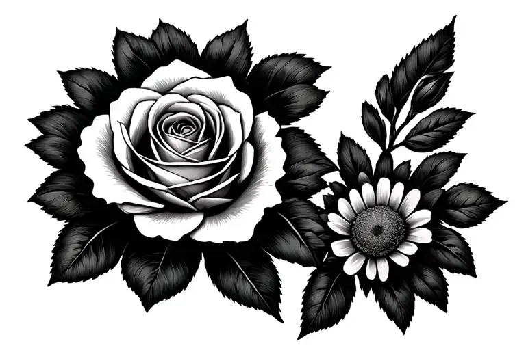 Rose And Daisy Flower