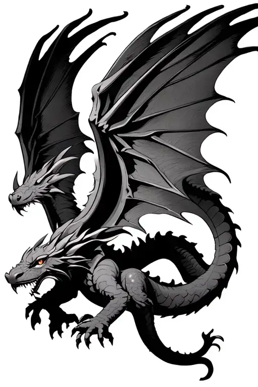 Dragon Flying With Wings Spread Wide