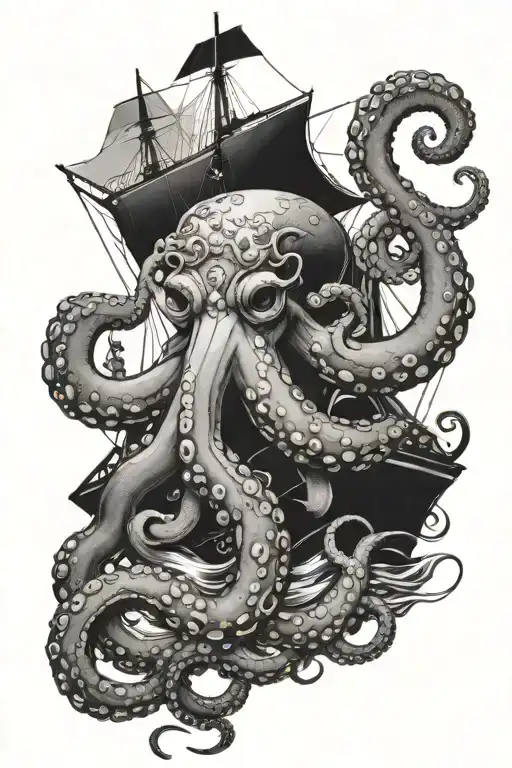 Octopus With Ship