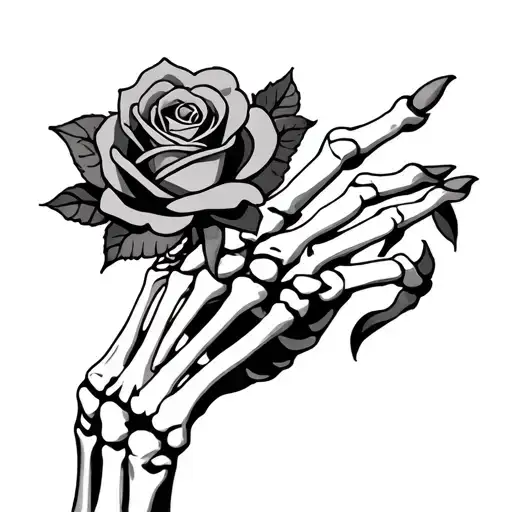 Rose And Skeleton Hand