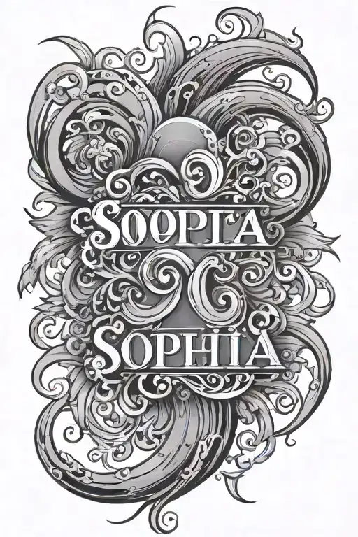 Name Sophia With Storm Background Black And White