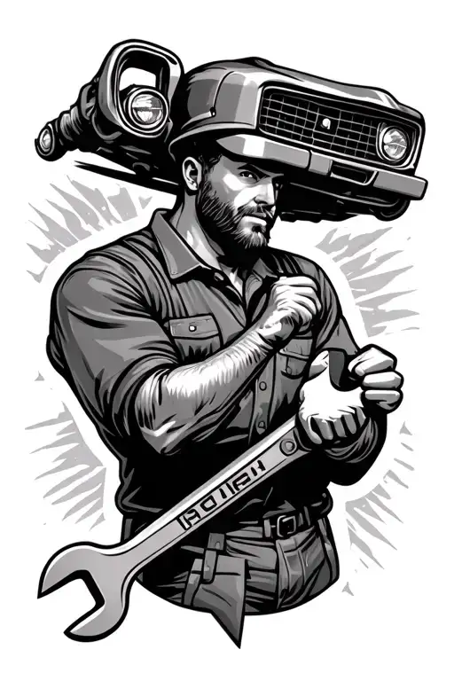 Car Mechanic Holding A Wrench
