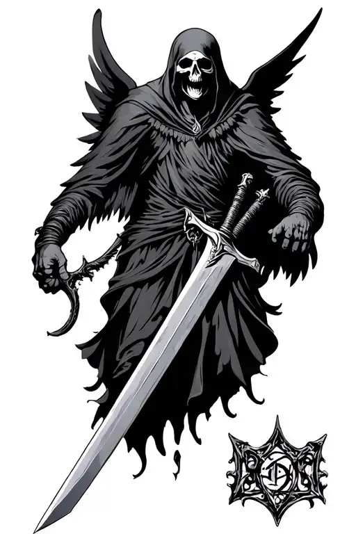 Reaper Holding Sword With Wings