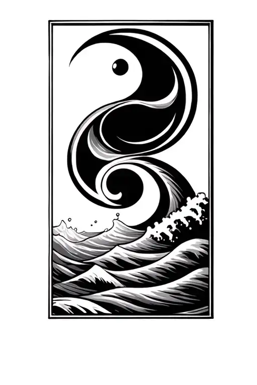 Rectangular Black Spot With Waves And Water In Aquarius Style