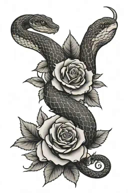 Snake Slithering With Roses