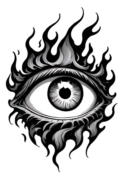 An Eye Surrounded By Fire