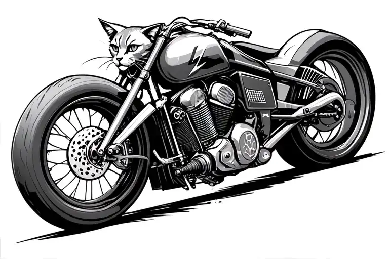 Cat Motor Bike Lightning Bolt