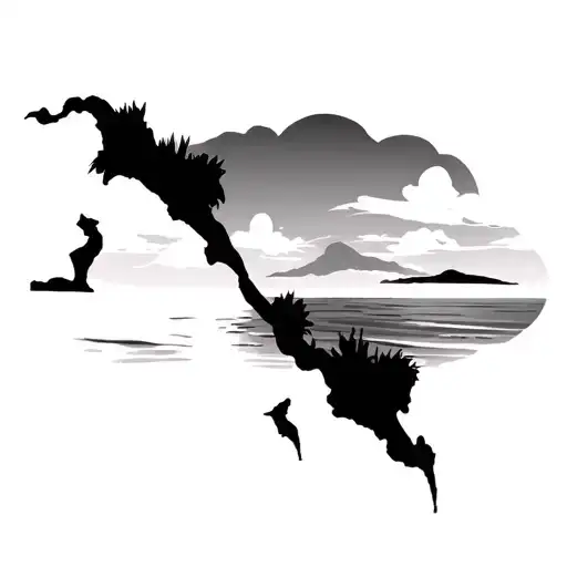 Silouette Of The Following 3 Islands St Kitss Saint Martin And Anguilla Witha Beach Nbackgroud