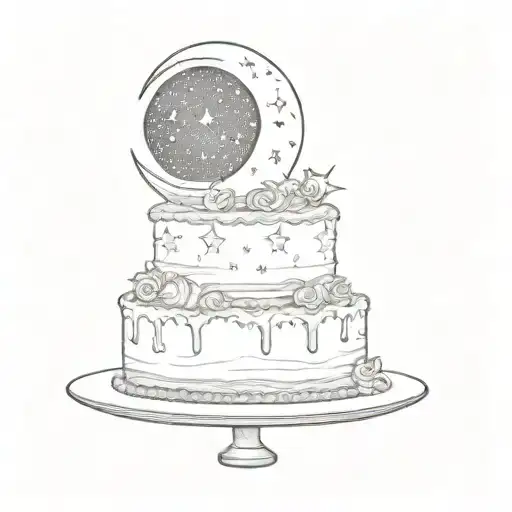 A Cake With Stars And A Crescent Moon