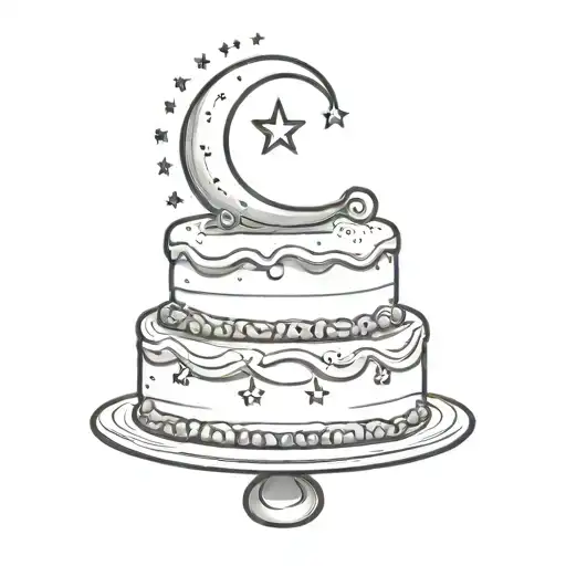 A Cake With Stars And A Crescent Moon