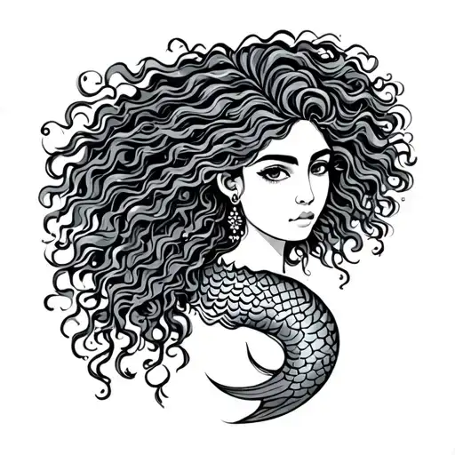 Iara Mermaid With Curly Curly Body Hair Indigenous