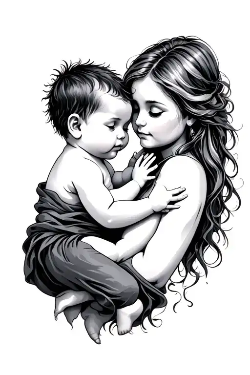 Mother Holding Baby Boy