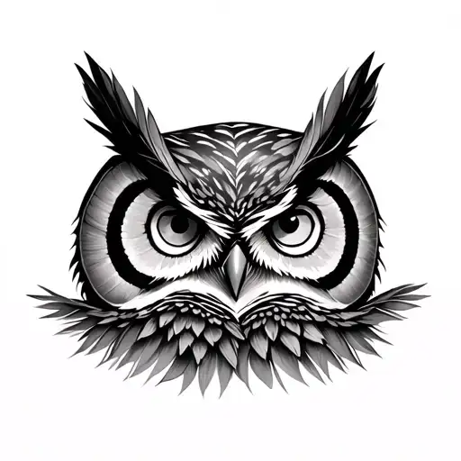 Shy Owl Peaking Through Feathers