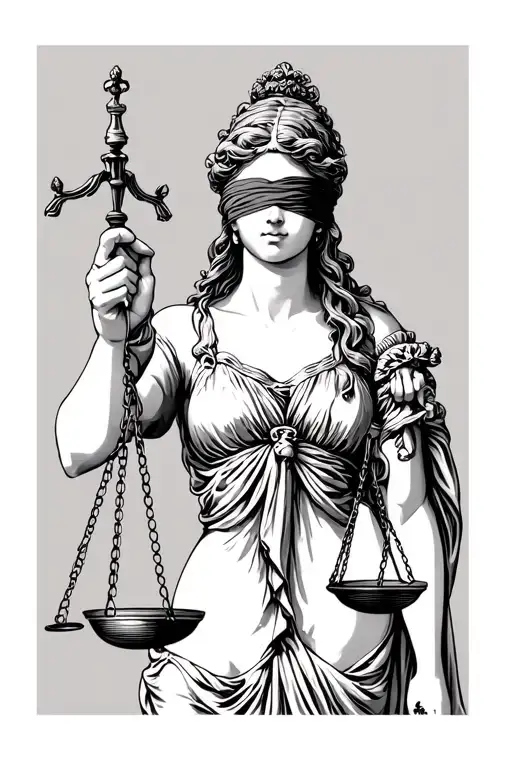Realism Lady Justice Holding Scales Blindfolded