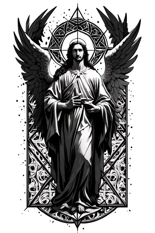 Archangel Gabriel With A Sacred Geometry Background