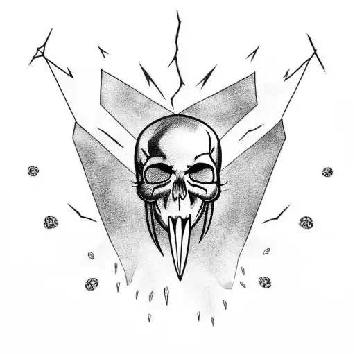 Raven On Top Of A Skull With Lightning Bolt In The Background