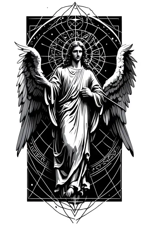 Archangel Gabriel With A Sacred Geometry Background