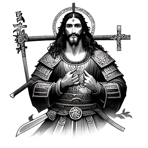 Asian Style Samurai Holy Jesus Christ