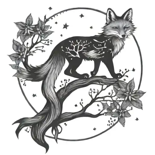 Tree Of Life With A Fox And Stars