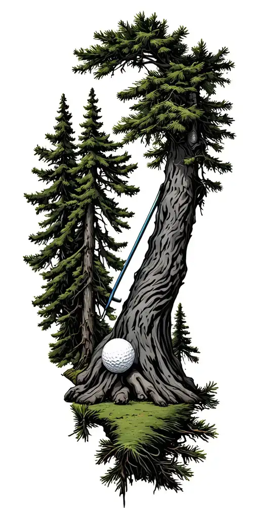 Pine Forest And Family And Golf Green
