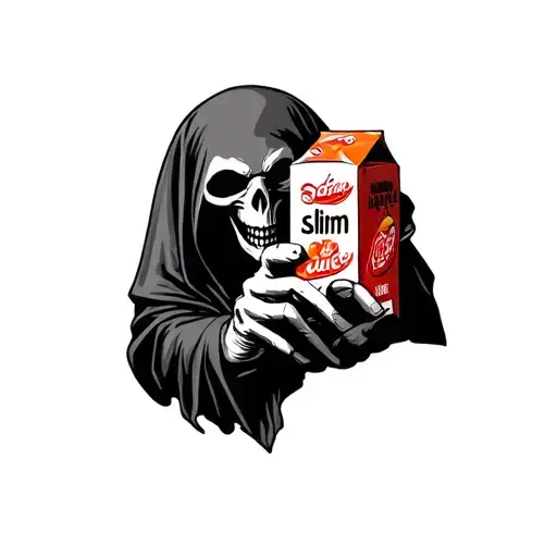 Reaper Holding A Juice Box What The Words Slim Juice In Italian