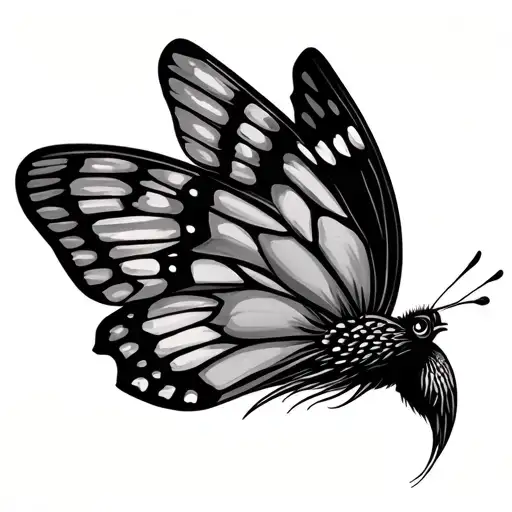 Half Butterfly Half Bird Wing Attached