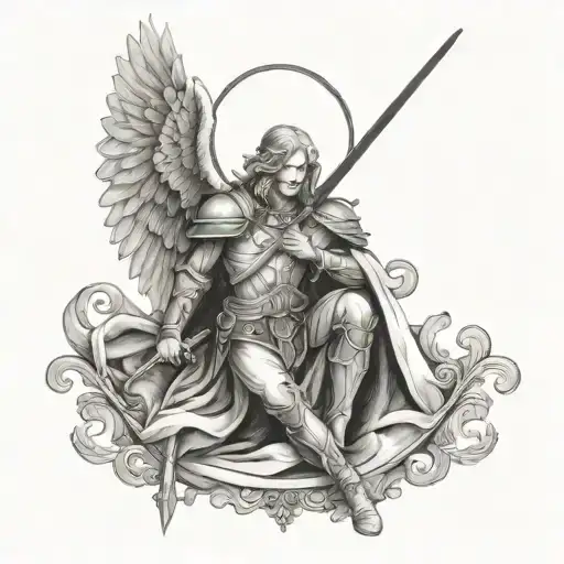 St Michale Archangel With Sword Surrounded