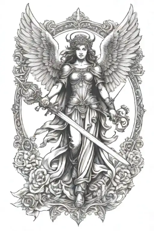 St Michael Archangel Female Angel With Sword Nice Face