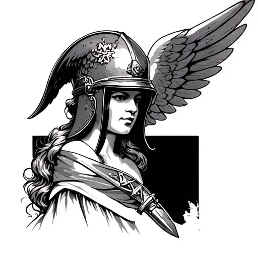 Marianne With A Winged Gallic Helmet Which Has A Sas Dagger In A Patriotic Spirit