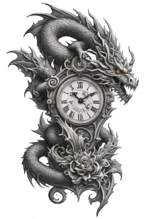 Clock Statue Dragon Emerging