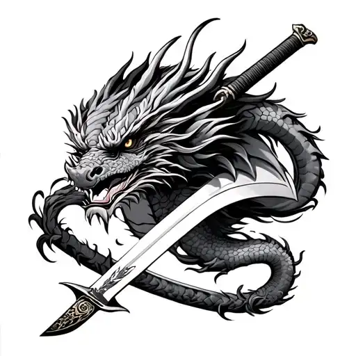 Dragon Surrounded Katana Sword