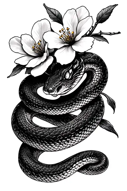 Snake And Cherry Blossom