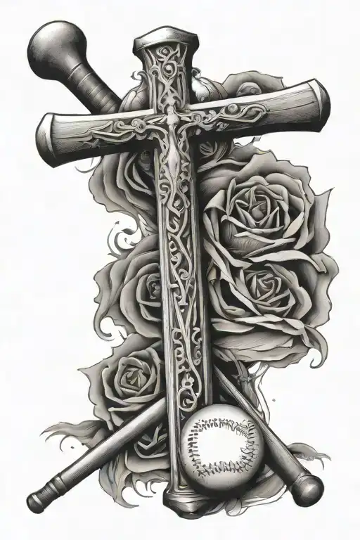Cross And Baseball Bat