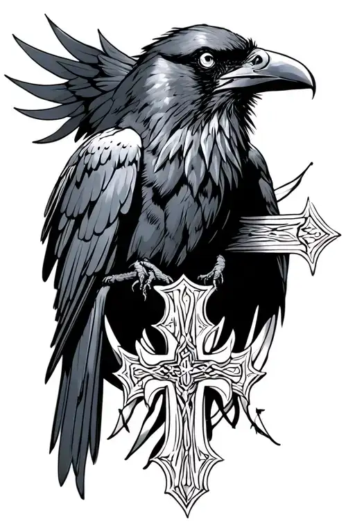 Raven With A Cross