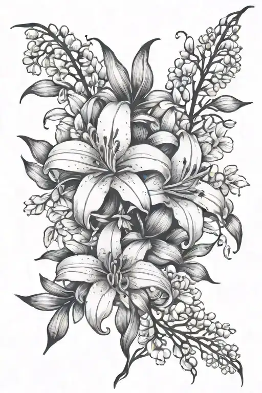 Lily Flower And Wisteria Flower