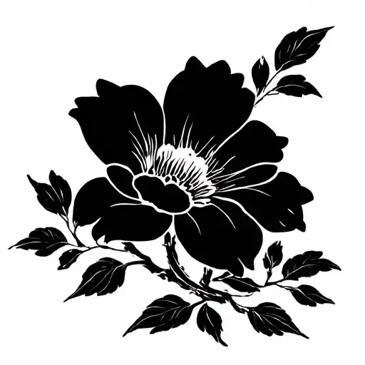 Minimalist Asian Flower Tattoo Design