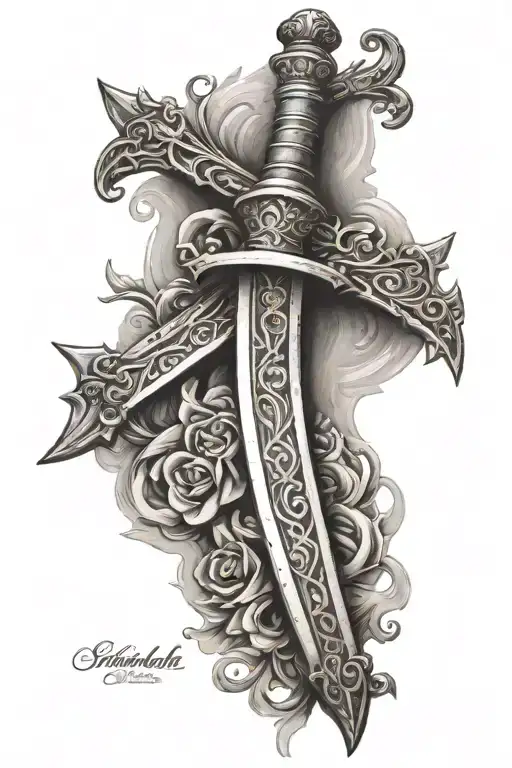 Worn Metal Sword Back Spine