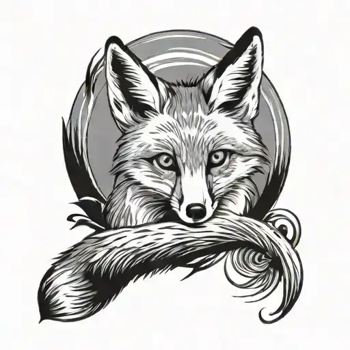 A Fox With A Long Tail Around His Arm