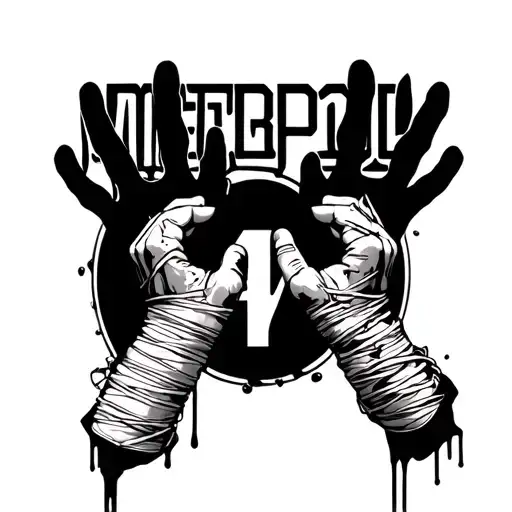 Lettering Metropol 47 In The Background Bandaged Hands With Blood On The Bandages