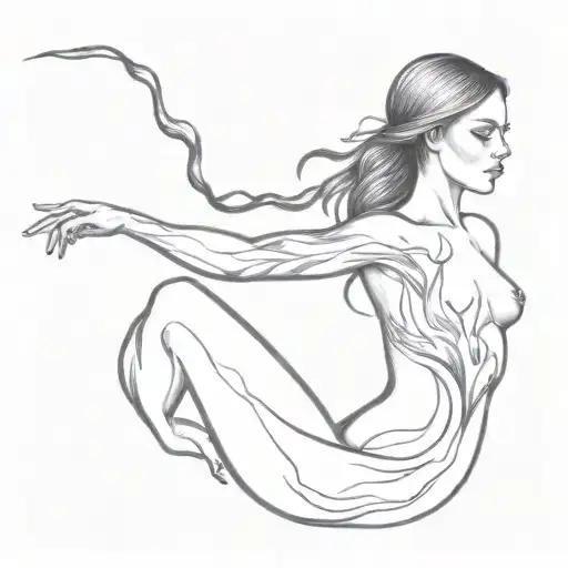 Girl With Fire Around Her Body