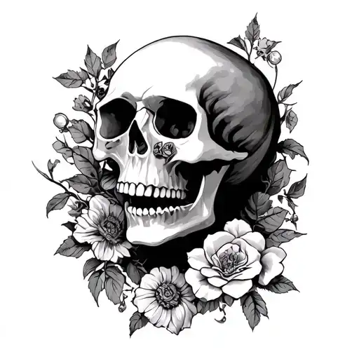 Whimsical Skull Alice Wonderland Surrounded