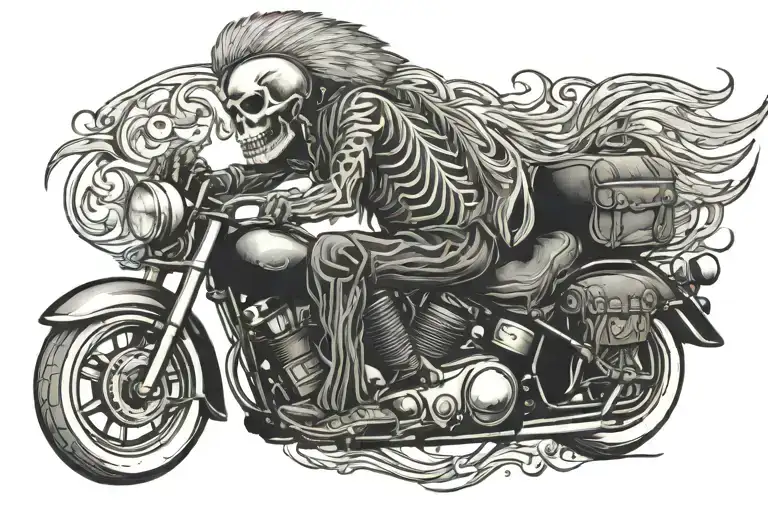 Indian Skeleton Riding A Motorcycle