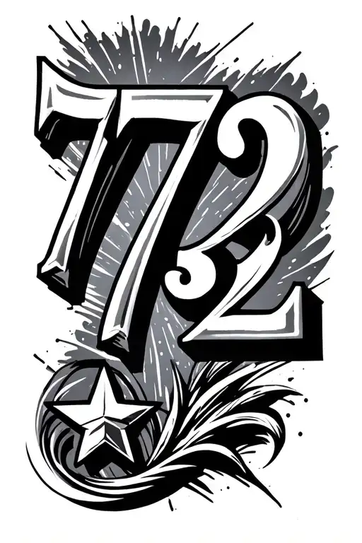 The Numbers 732 Placed Vertically With A Star At The Bottom