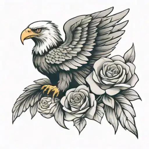 Eagle Wing With Rose