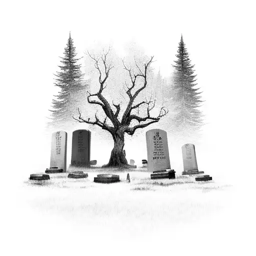 Dead Tree With Tombstones