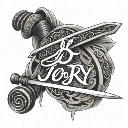 Samurai Sword With Text 'Oh Joiy Begin'