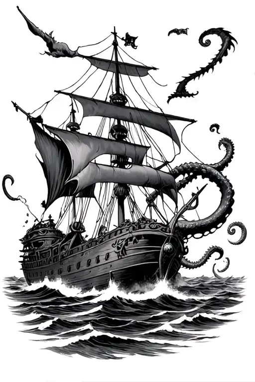 Cursed Pirate Ship Being Destroyed By The Kraken