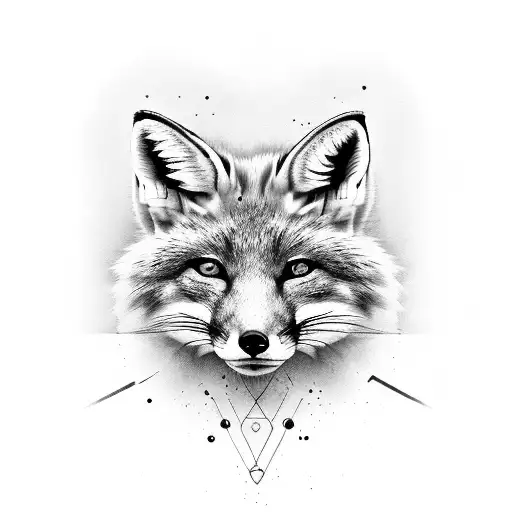 Half Realistic Half Line Fox