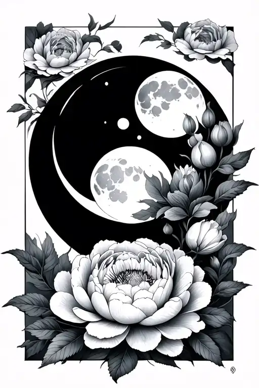 Peony And Moon Phases